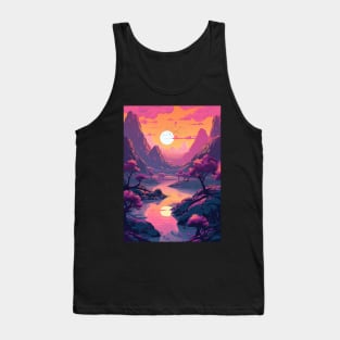 Sunset - otherworldly planet Anime Style Tank Top